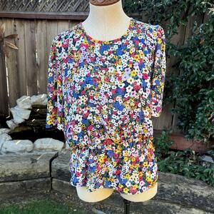 Ann Taylor Vibrant Floral Blouse Women's Size Medium
